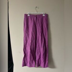 J. Jill Love Linen Purple Wide Leg Pants Small Tall | 100% Linen Pockets